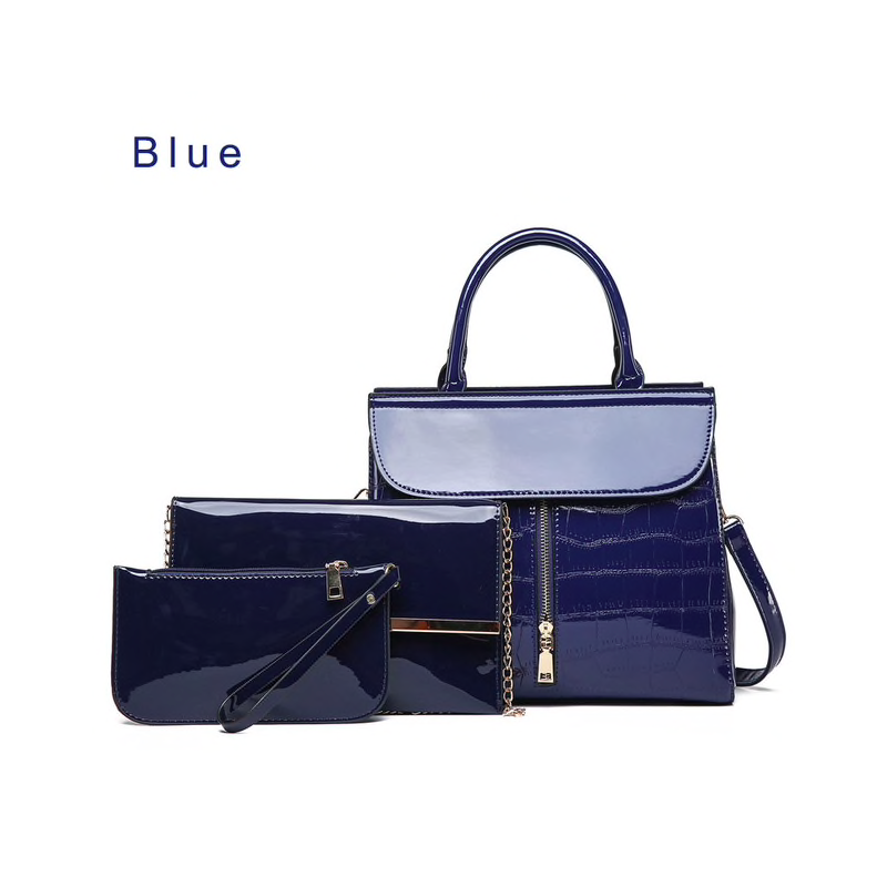 Elegant glossy leather bag set of 3 piecesSets Elegant glossy leather bag set of 3 piecesSets