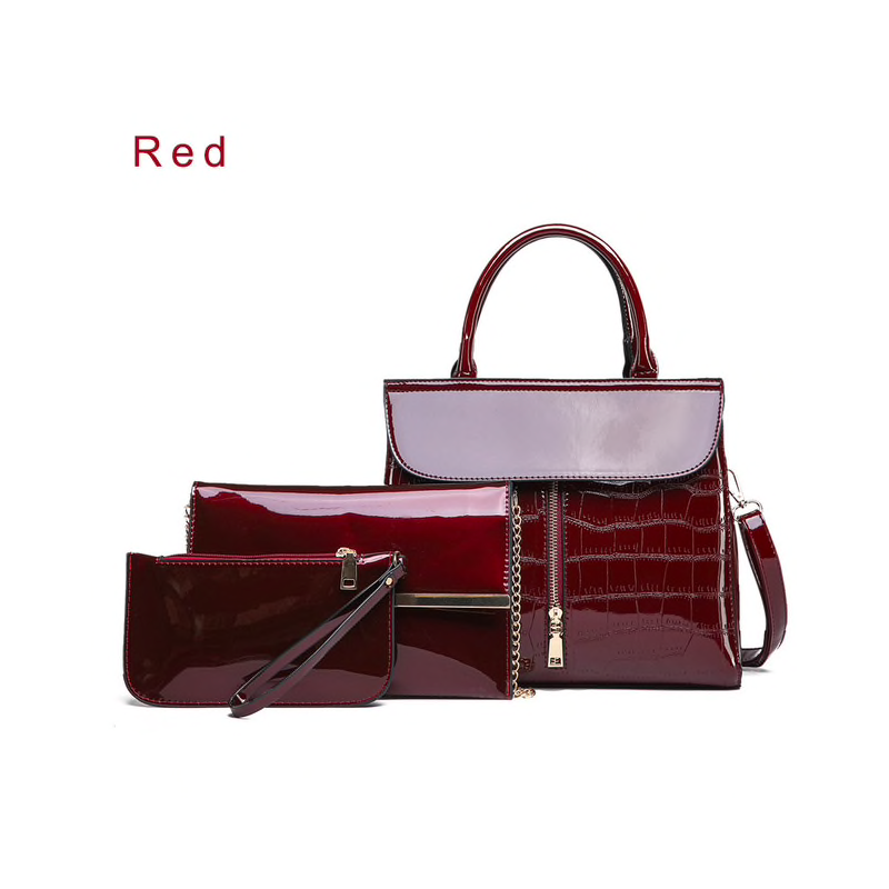 Elegant glossy leather bag set of 3 piecesSets Elegant glossy leather bag set of 3 piecesSets