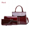 Elegant glossy leather bag set of 3 piecesSets
