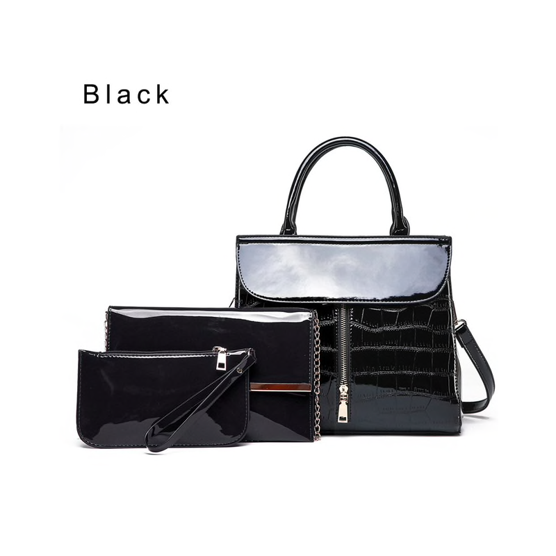 Elegant glossy leather bag set of 3 piecesSets Elegant glossy leather bag set of 3 piecesSets