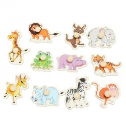 Cartoon animals - children's wooden puzzle toysWooden