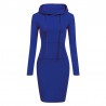 Fleece hooded dress with pockets - long sweaterDresses