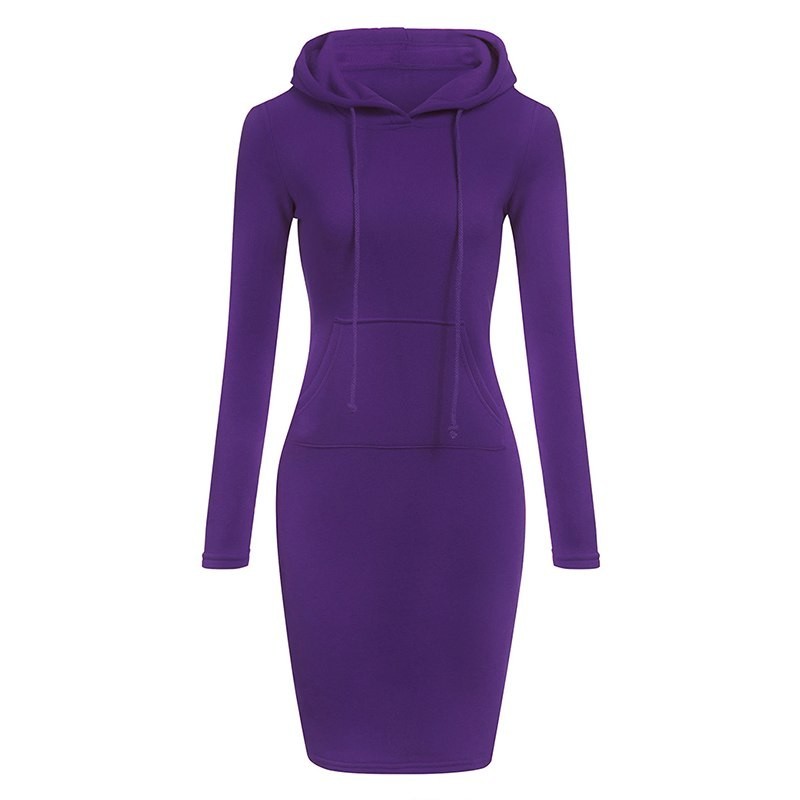 Fleece hooded dress with pockets - long sweaterDresses Fleece hooded dress with pockets - long sweaterDresses