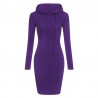Fleece hooded dress with pockets - long sweaterDresses