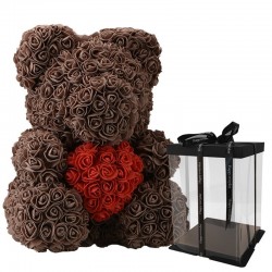 Infinity rose flower teddy bear with heart 40 cmValentine's day