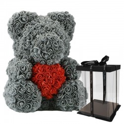 Infinity rose flower teddy bear with heart 40 cmValentine's day