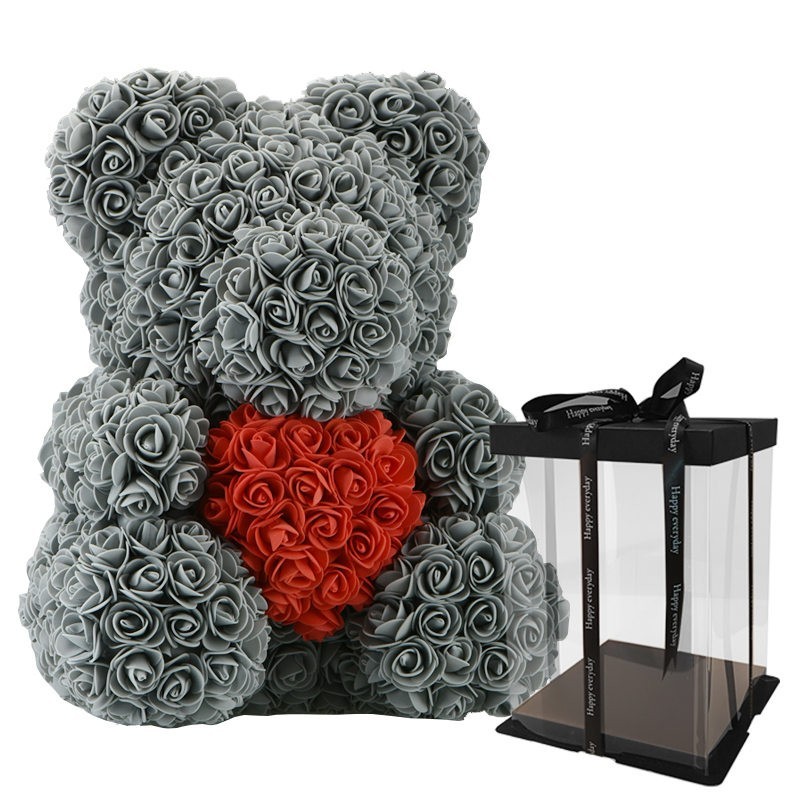 Infinity rose flower teddy bear with heart 40 cmValentine's day