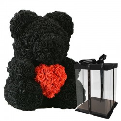 Infinity rose flower teddy bear with heart 40 cmValentine's day