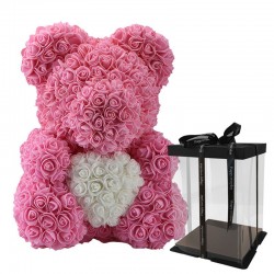 Infinity rose flower teddy bear with heart 40 cmValentine's day