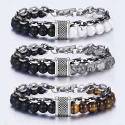 Stainless steel bracelet with natural stone beadedBracelets