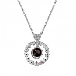 Pendant with 100 languages projection I LOVE YOU rose & silver necklaceNecklaces