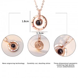 Pendant with 100 languages projection I LOVE YOU rose & silver necklaceNecklaces