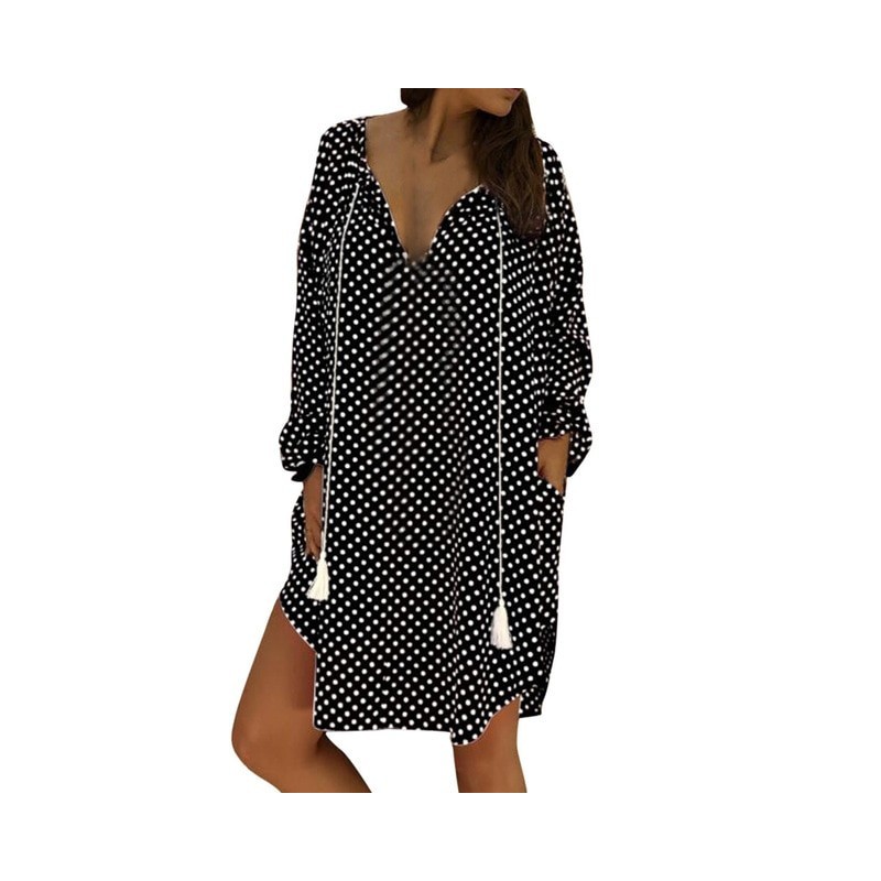 Mini polka dot dress with long sleeveDresses Mini polka dot dress with long sleeveDresses