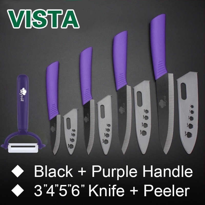 Ceramic knives set - peeler - holderCeramic