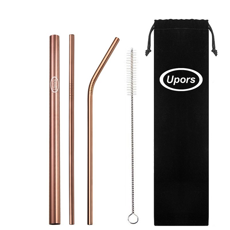 304 stainless steel - reusable drinking straws - set with brush & bagDrinkware