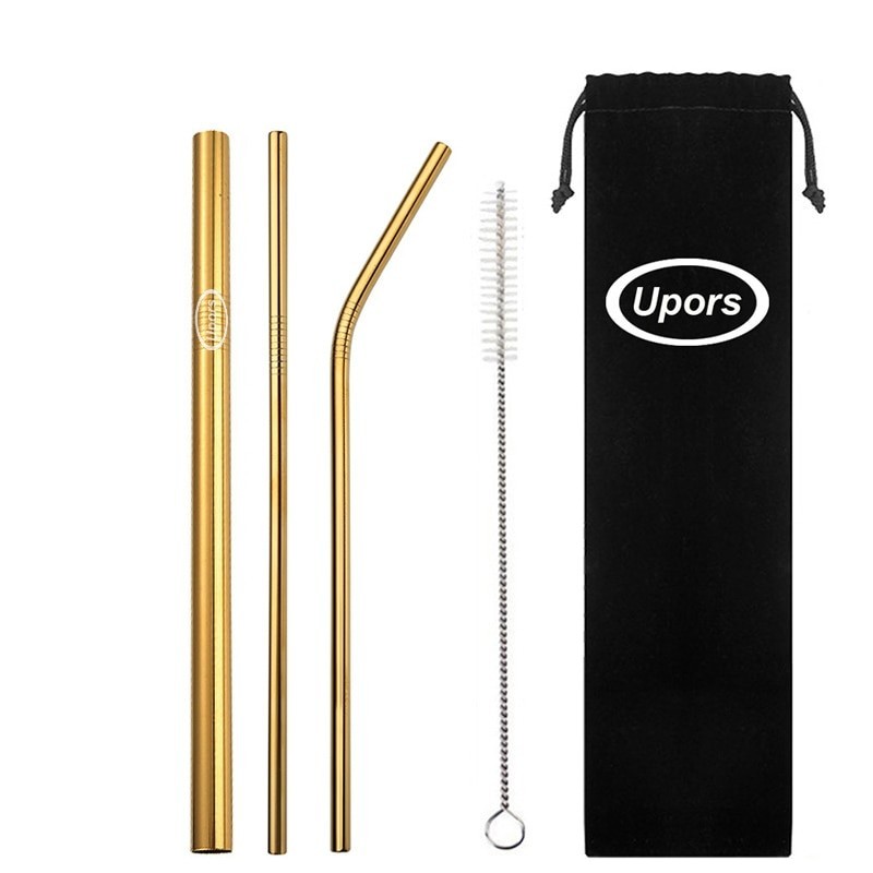 304 stainless steel - reusable drinking straws - set with brush & bagDrinkware