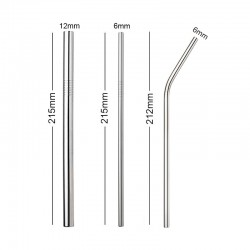 304 stainless steel - reusable drinking straws - set with brush & bagDrinkware