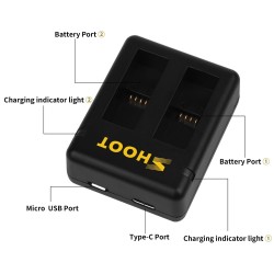 AHDBT-501 battery - three & dual ports USB charger for GoPro 7 /6 / 5 Action CameraBattery & Chargers