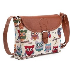 Printed Owls - crossbody shoulder small bagBags