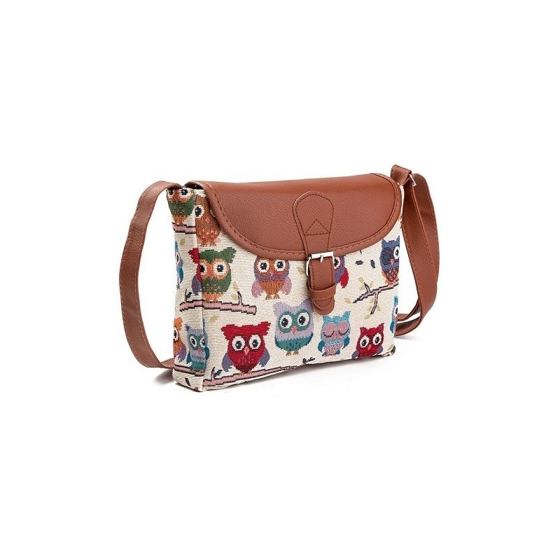 Printed Owls - crossbody shoulder small bagBags