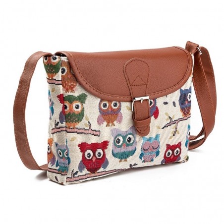 Printed Owls - crossbody shoulder small bagBags