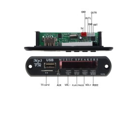 Wireless FM receiver - 5V 12V car MP3 player - audio module radio - Wma TF USB 3.5mm AUX speakersRadio