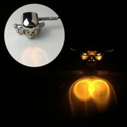 Chrome skull head - LED - motorcycle signal lights - indicators for Honda Yamaha Harley Chopper - 2pcsTurning lights