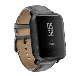 Leather watch band with black buckle for Xiaomi Huami Amazfit BipSmart-Wear