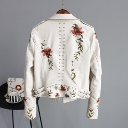 Punk style - floral embroidery - leather jacketJackets
