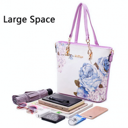 Leather bags with floral print - setSets