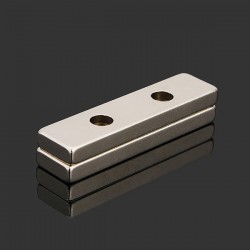 N35 strong neodymium magnet block 40 * 10 * 4mm - countersunk with 2 holes 2pcsN35
