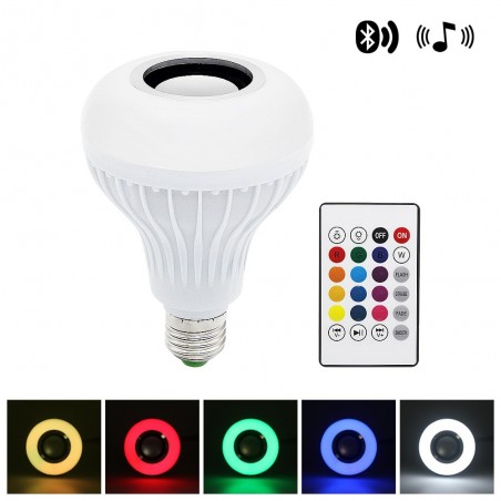 Smart RGB LED lamp with wireless Bluetooth speaker - remote controlE27