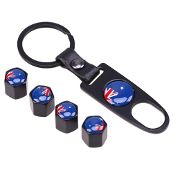 Stainless steel car wheel air valve caps with country flagWheel parts
