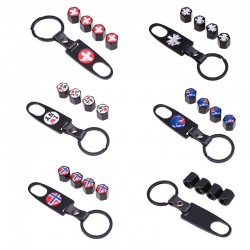 Stainless steel car wheel air valve caps with country flagWheel parts