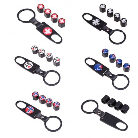 Stainless steel car wheel air valve caps with country flagWheel parts