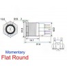 22mm metal waterproof stainless steel button - switch momentary - flat round lampSwitches