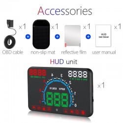 GEYIREN E350 OBD2 II HUD 5.8 Inch screen - overspeed alarm & fuel consumption - car displayDiagnosis