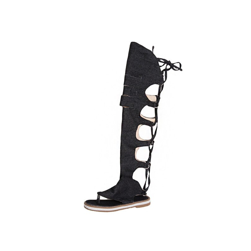 Denim cross lace up - knee high - gladiator shoesSandals