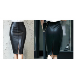 Elegant leather midi skirtDresses