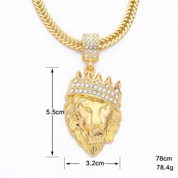 Luxury gold lion head pendant - necklaceNecklaces