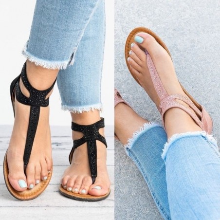 Summer sandals with crystals & zipperSandals