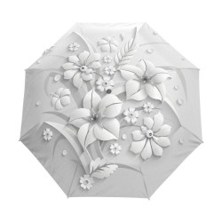 Fully automatic umbrella with 3D floral print - UV protectionOutdoor & Camping