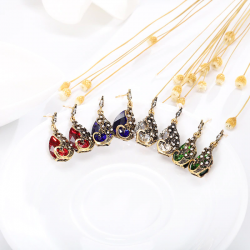 Earrings & necklace with crystal peacock - jewelry setJewellery Sets