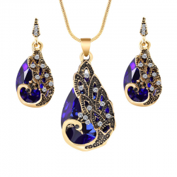 Earrings & necklace with crystal peacock - jewelry setJewellery Sets