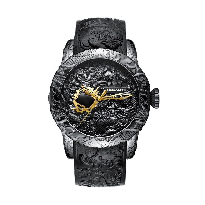 Luxury waterproof watch with dragon sculptureWatches