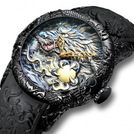 Luxury waterproof quartz watch with dragon sculptureWatches
