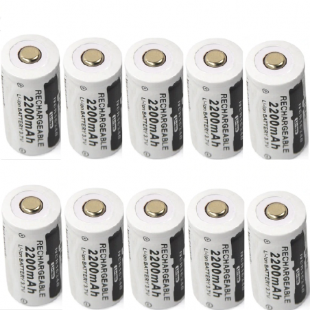 CR123A 16340 - 2200mAh 3.7V - rechargeable battery 10 piecesBattery