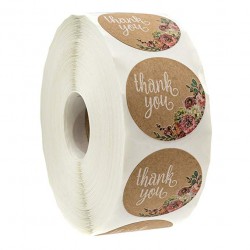 Thank you - natural kraft paper - round stickers 500 / 1000 piecesAdhesives & Tapes