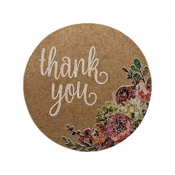Thank you - natural kraft paper - round stickers 500 / 1000 piecesAdhesives & Tapes