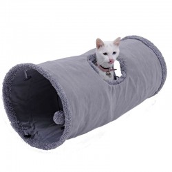 Foldable pets suede tunnel with ball & steel frameToys